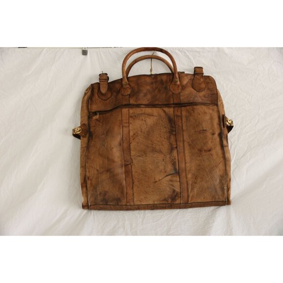 Vintage R.O.N.A. "Go Anywhere" Leather Garment Bag 1970's Handmade Argentina - Picture 1 of 7
